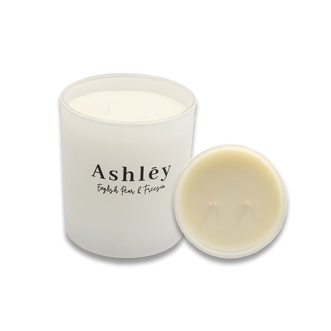 ENGLISH PEAR & FREESIA HAND-POURED SCENTED CANDLE FREE HANDMADE AROMA DIFFUSER STONE