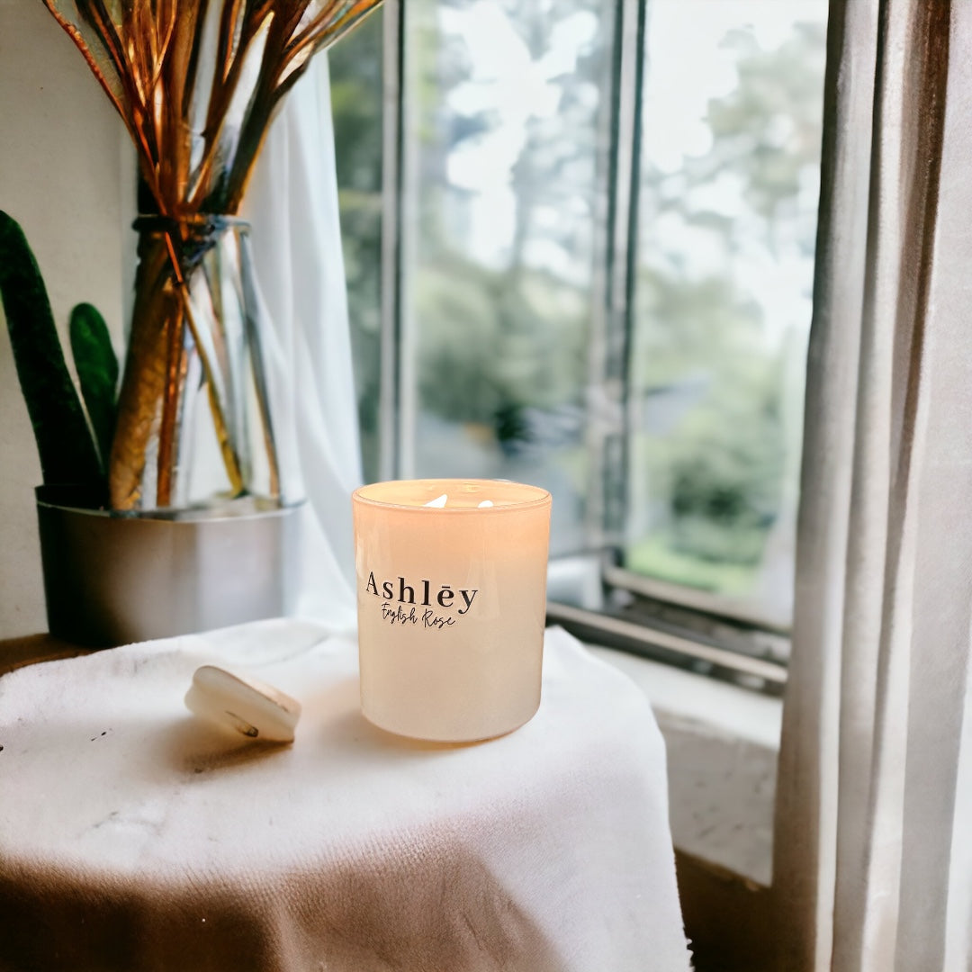 ENGLISH ROSE HAND-POURED SCENTED CANDLE FREE HANDMADE AROMA DIFFUSER STONE