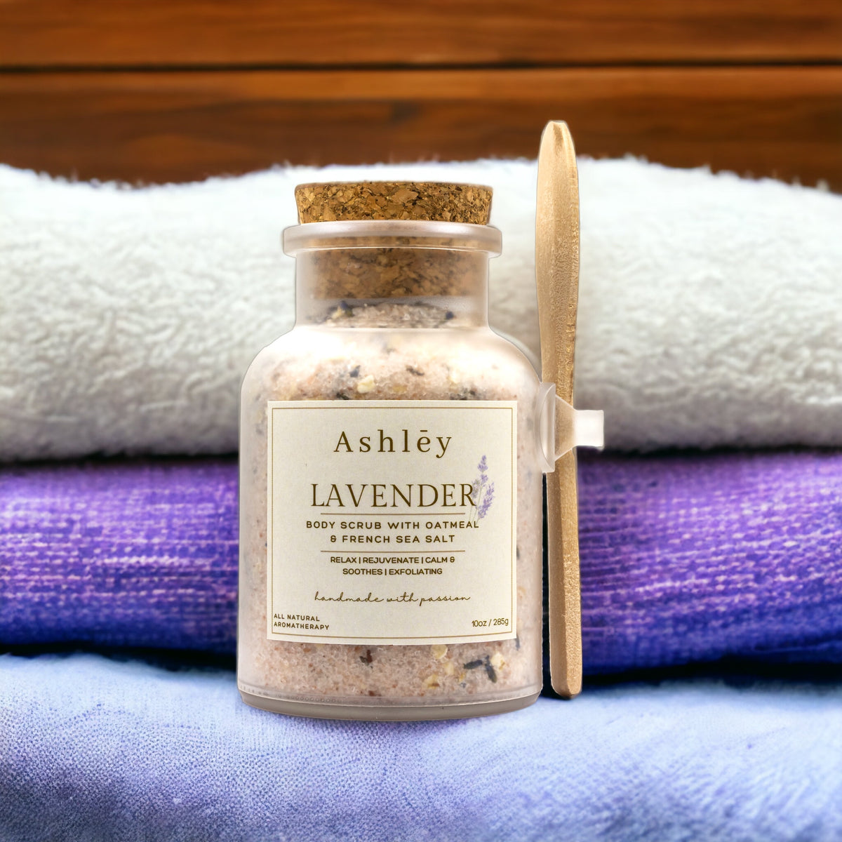 LAVENDER BODY SCRUB WITH OATMEAL & FRENCH SEA SALT (FREE WOODEN SPATULA)