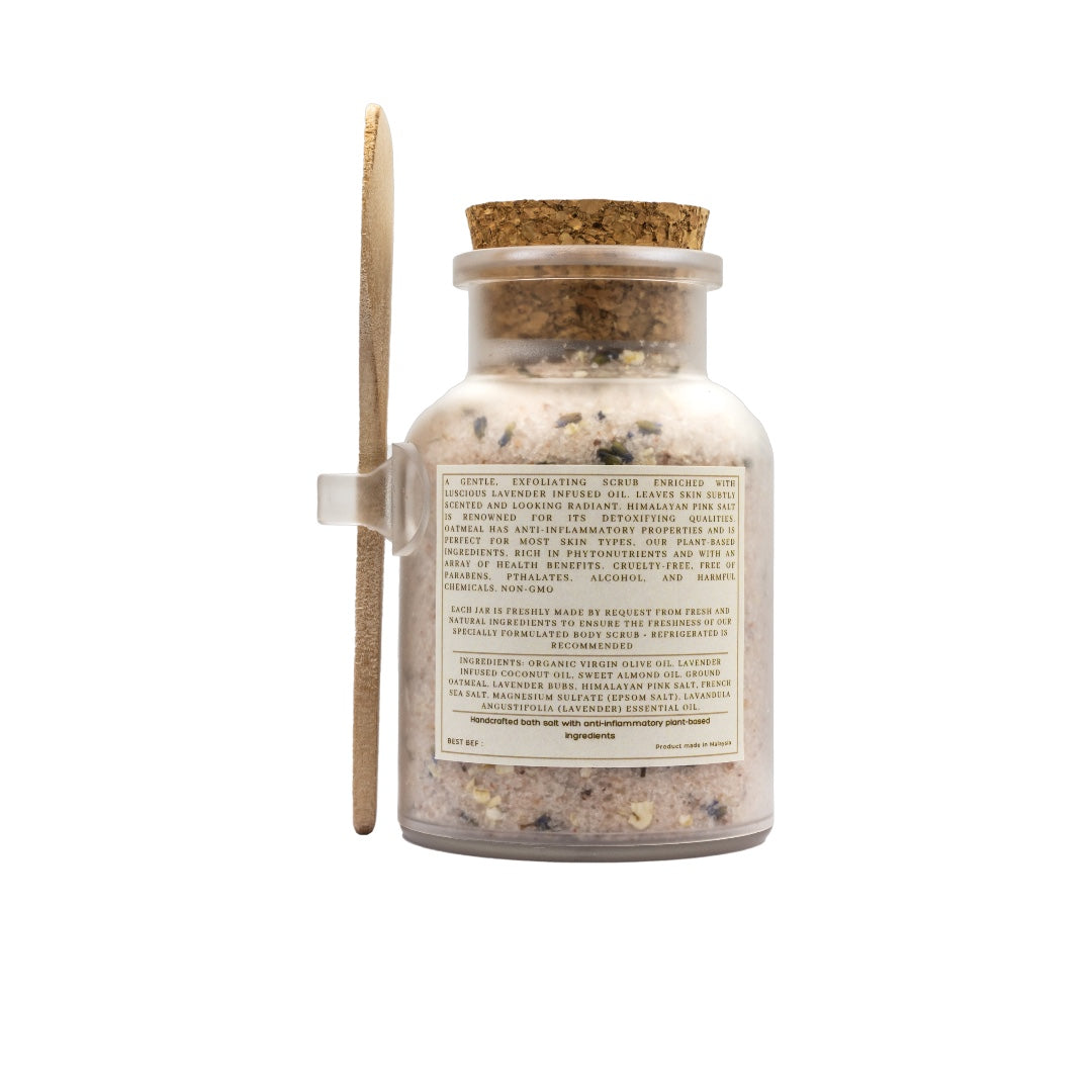 LAVENDER BODY SCRUB WITH OATMEAL & FRENCH SEA SALT (FREE WOODEN SPATULA)