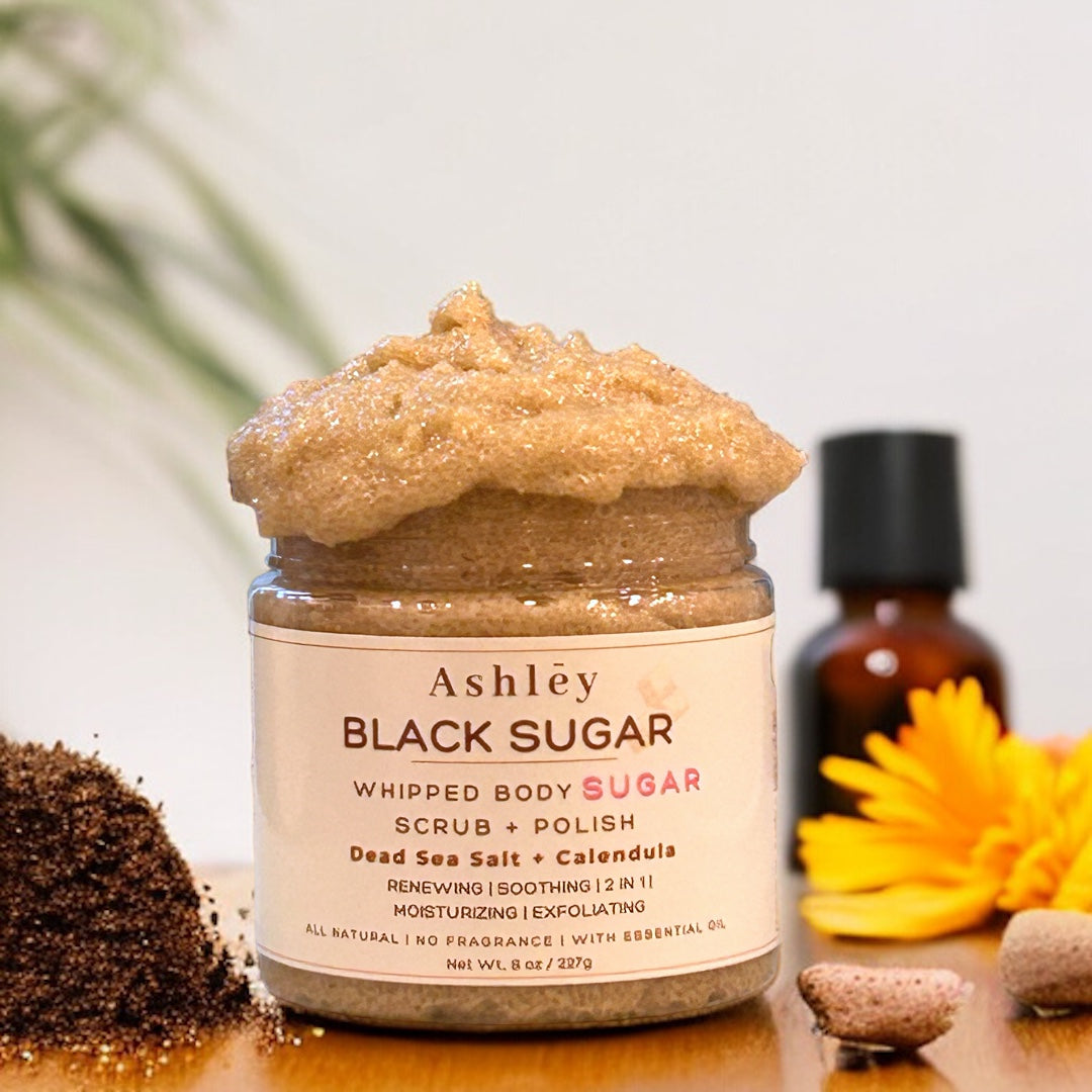 Ashley Brown Sugar Scrub | 227g | Facial Body Exfoliating | Bath Salt | Acne prevention | Calendula | Scar Reduction |EO