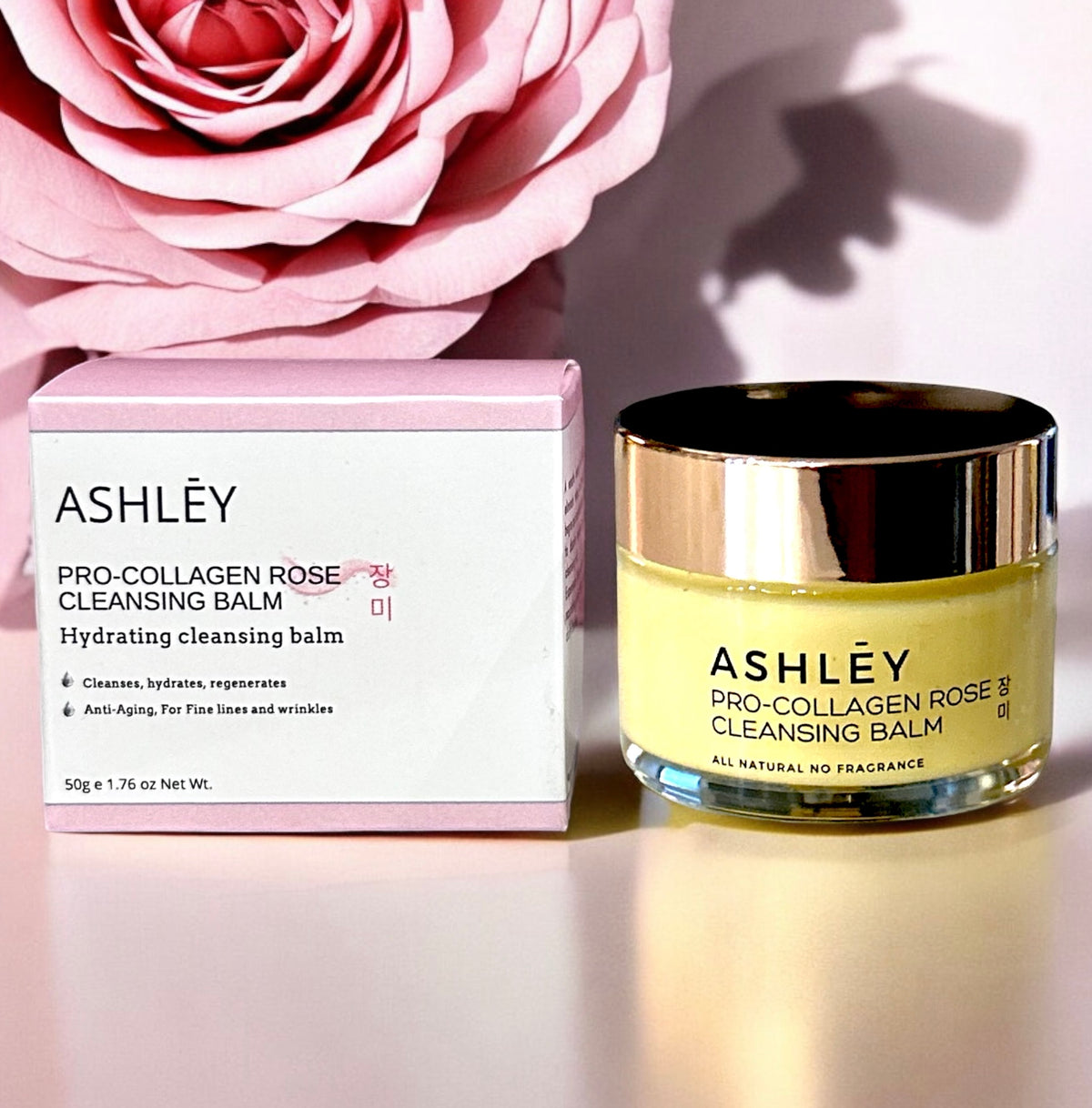 Ashley Pro-Collagen Rose Cleansing Balm | 50g | 3-in-1 Hydrating Cleansing Balm | Anti-Aging | Cosmetic Make Up Remover