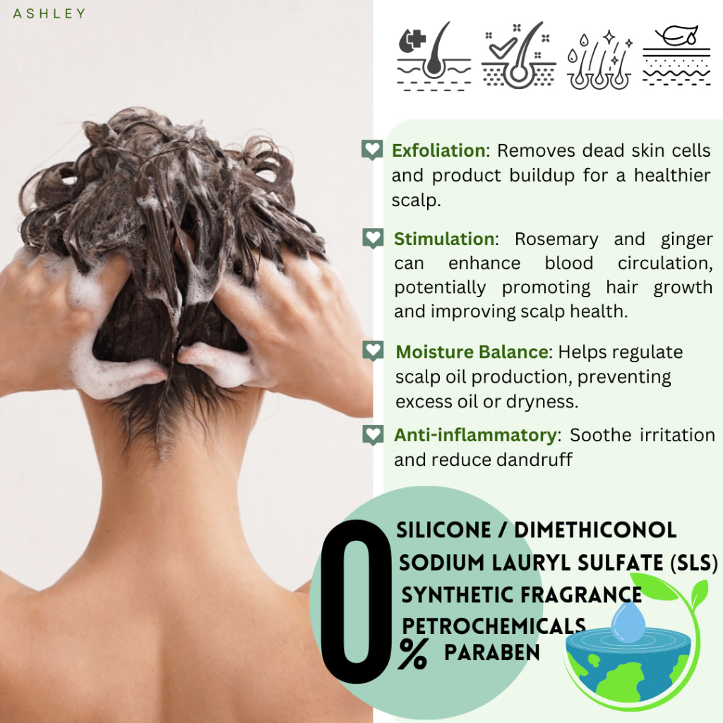 Ashley Oil Control Hair Therapy Scalp Scrub | Rosemary | Ginger | Salt | 250g |Anti Hair Fall Dandruff |Rosemary Extract