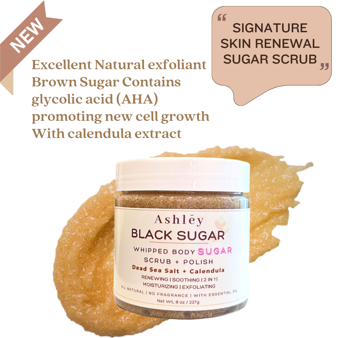 Ashley Brown Sugar Scrub | 227g | Facial Body Exfoliating | Bath Salt | Acne prevention | Calendula | Scar Reduction |EO