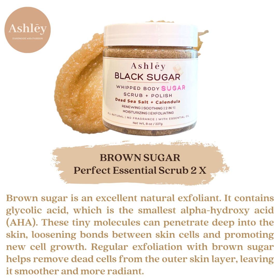 Ashley Brown Sugar Scrub | 227g | Facial Body Exfoliating | Bath Salt | Acne prevention | Calendula | Scar Reduction |EO