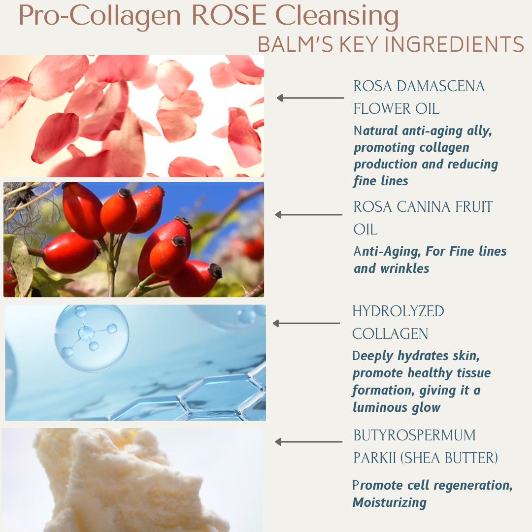 Ashley Pro-Collagen Rose Cleansing Balm | 50g | 3-in-1 Hydrating Cleansing Balm | Anti-Aging | Cosmetic Make Up Remover